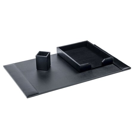 Dacasso Black Bonded Leather 3-Piece Desk Set DF-1437